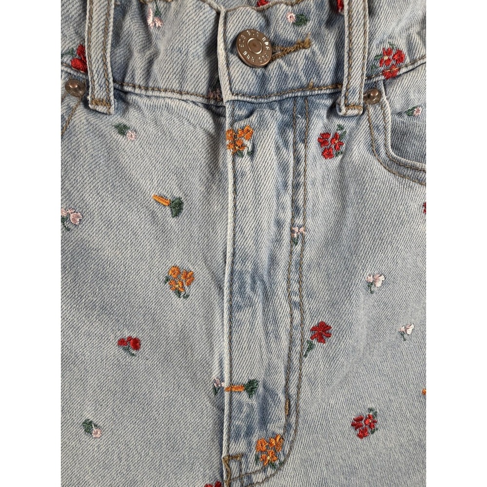 BDG Jeans Womens 26 Light Wash Blue High Rise Loose Baggy Floral Embroidered - Picture 9 of 14